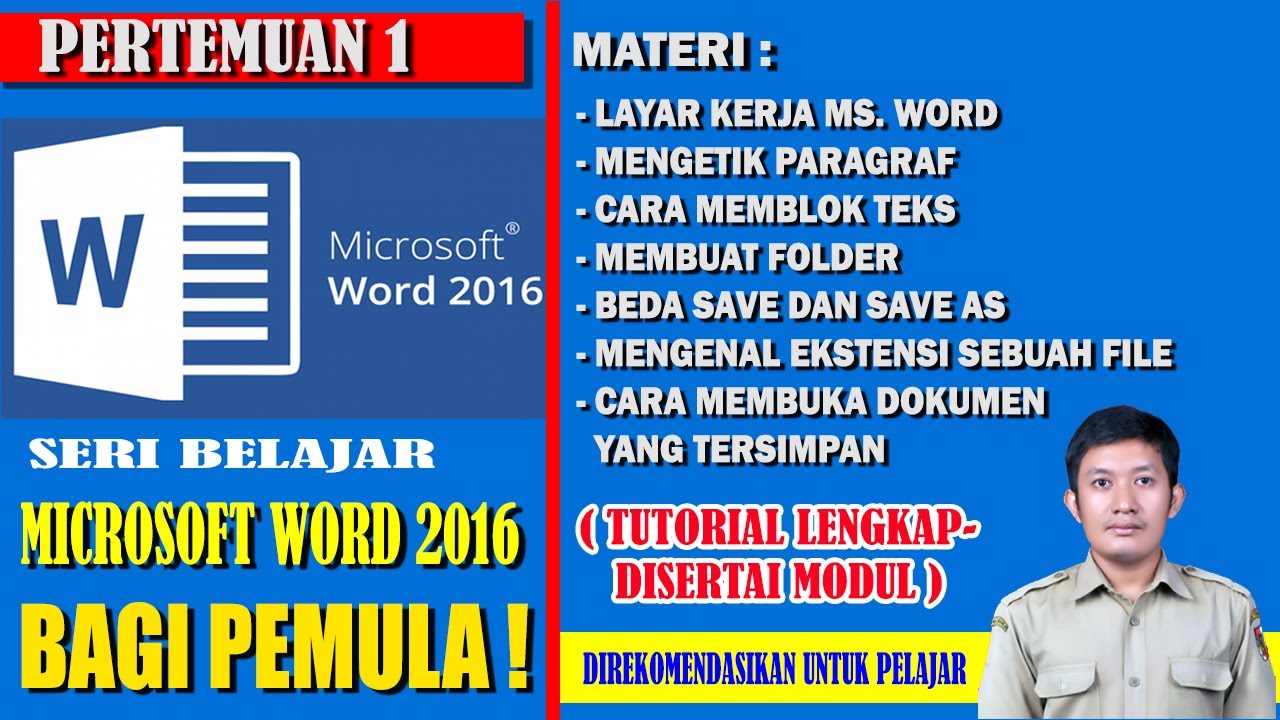 BELAJAR MICROSOFT WORD 2016 BAGI PEMULA - LENGKAP ! | PERTEMUAN 1 - HALAMAN KERJA MS.WORD